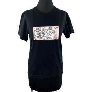 Uniqlo KEITH HARING Black Shirt Man Dance Art Short Sleeve Casual Unisex XXS
